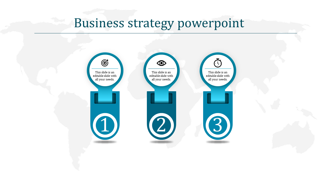 Use Business Strategy PowerPoint With Three Nodes Slide